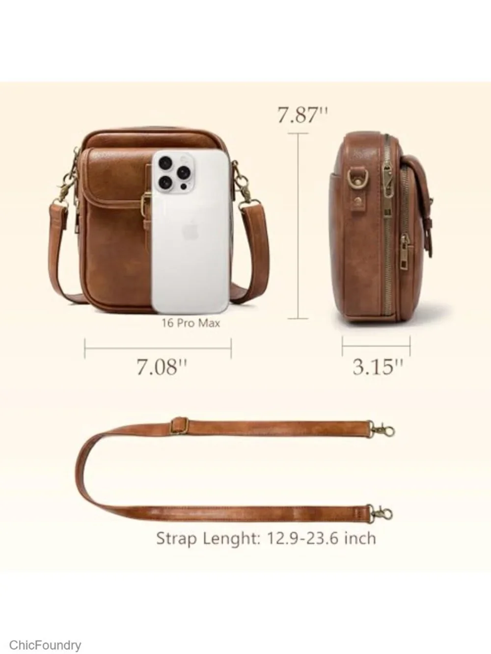 Vegan Leather Crossbody Bag with Card Slots RFID Blocking